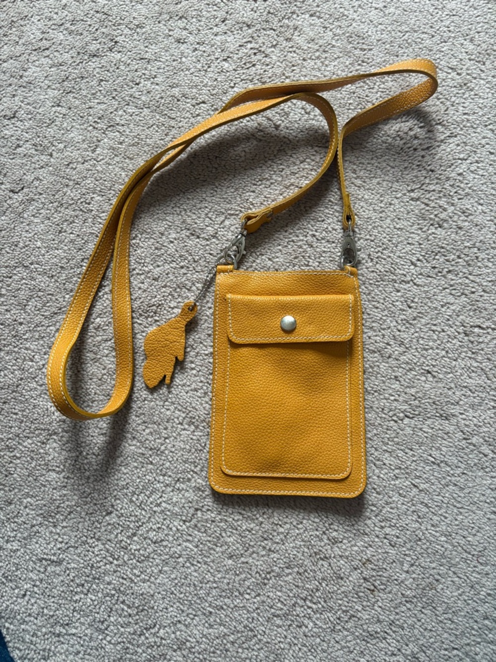 Roots Yellow Leather Crossbody Phone Wallet
